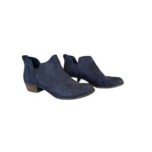 BP Studio Womens Navy Leather Upper Almond Toe Split Shaft Bootie Size 9M